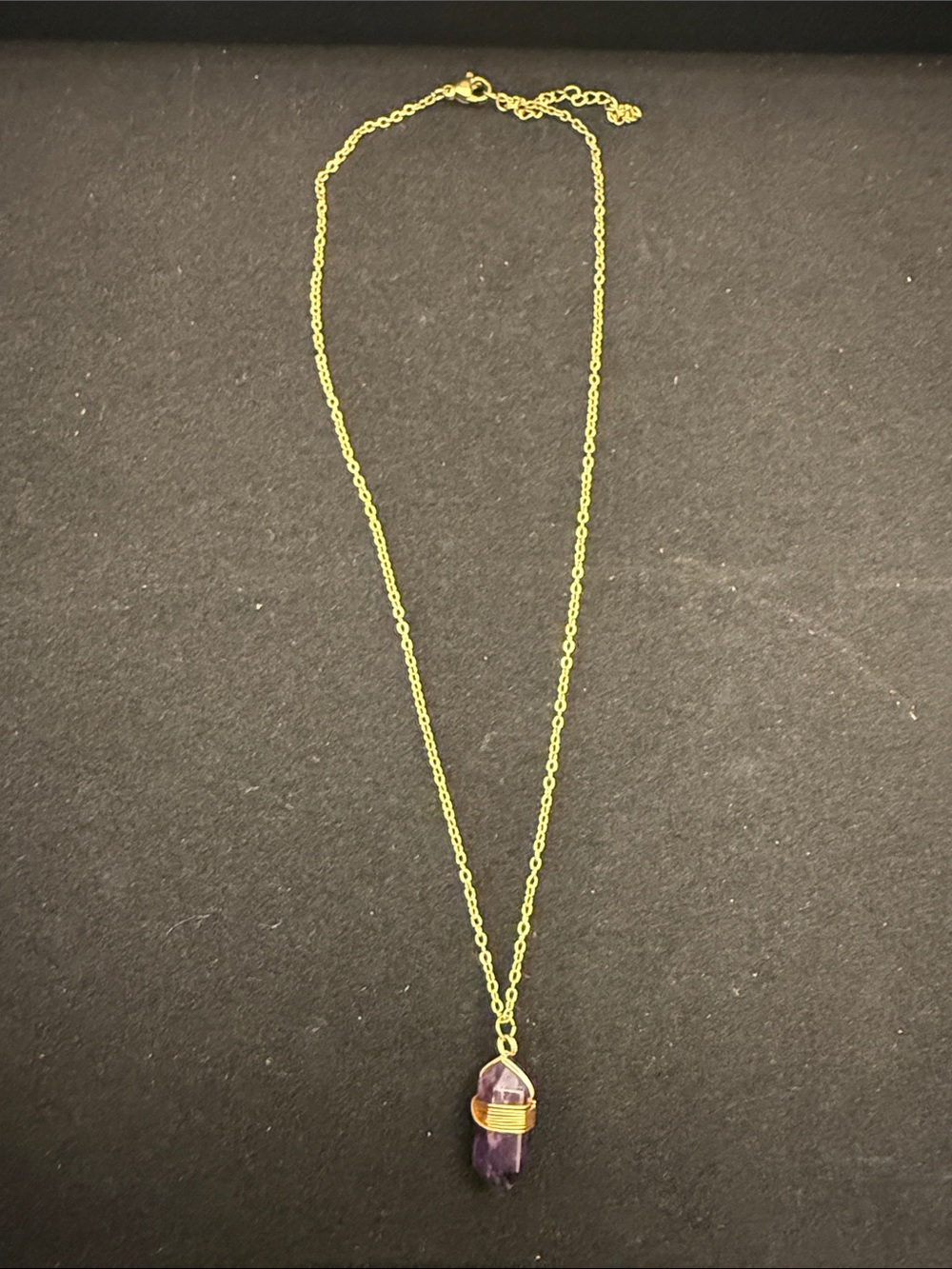 Gold Chain Necklace with Purple Amethyst Pendant - Women's Jewelry